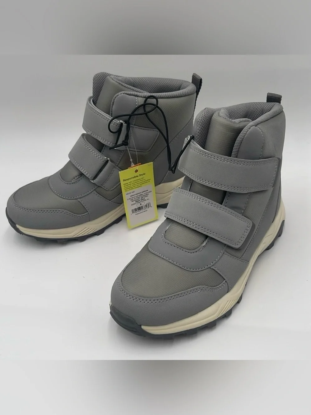NWT All In Motion Kids Faux Leather Winter Boots Waterproof Size 4